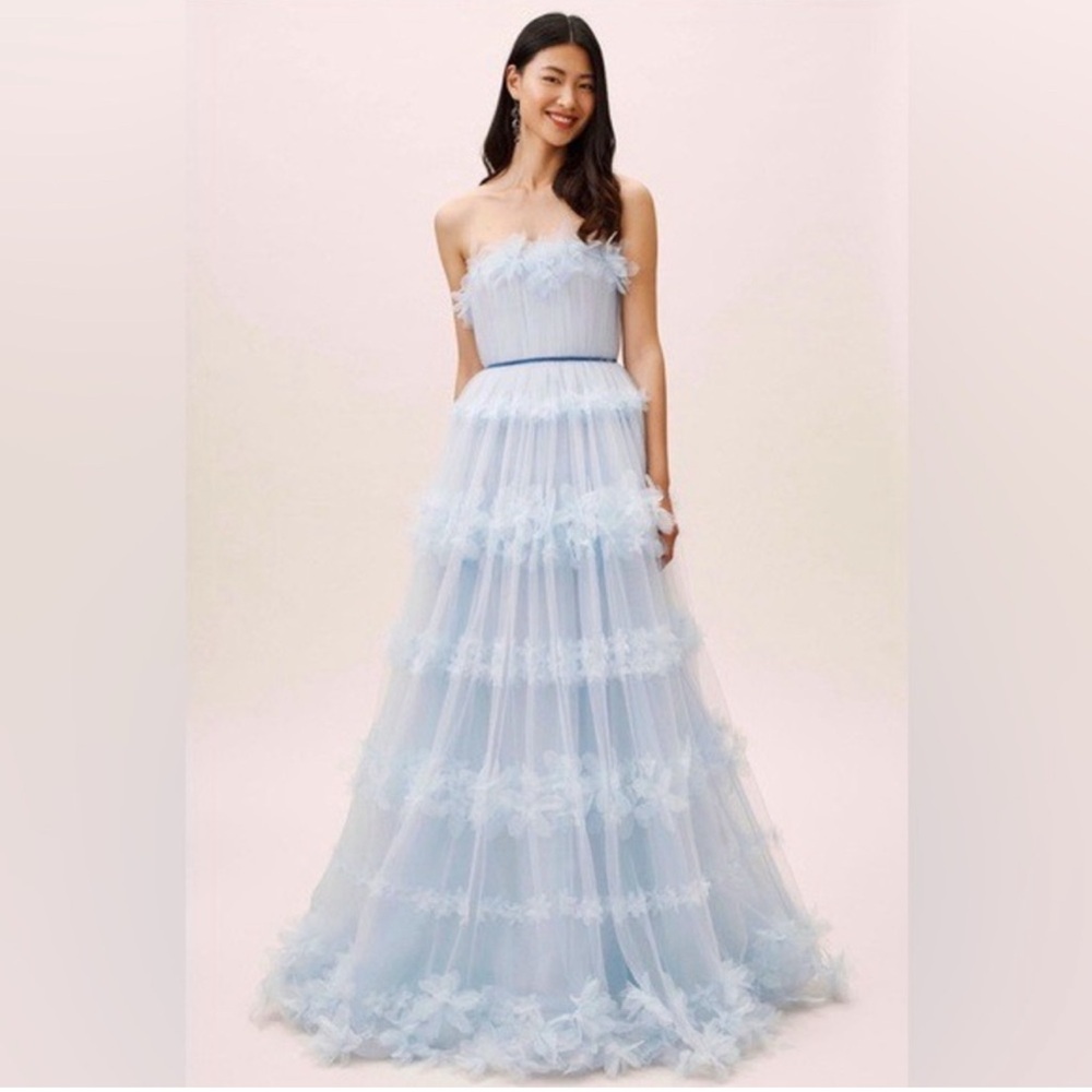 ISO MARCHESA NOTTE Blue Strapless Gown